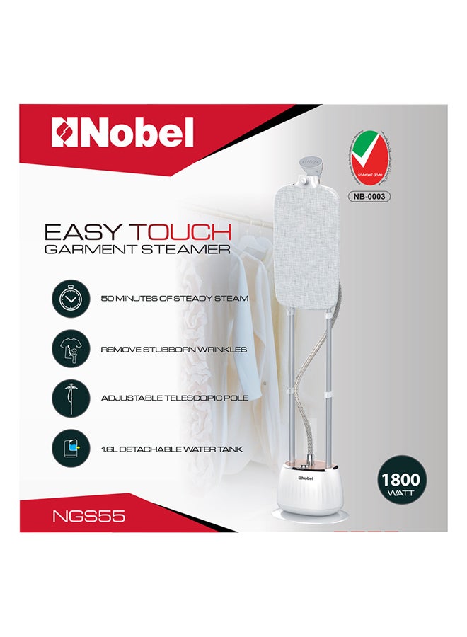 Nobel - Garment Steamer with Detachable Water Tank Heats Up in Just 45 Seconds, 50 Minutes of Steady Steam Output to Remove Stubborn Wrinkles 1.6 L 1800 W NGS55 White - Image 1