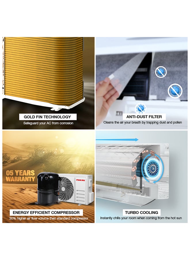 NIKAI 3 Ton Piston Split AC, Energy Saving Air Conditioner, Efficient Cooling With T3 Tropical Piston Compressor, 36000 BTU, Auto Restart, Best For Home, Room, Office And Shops, 5 Years Compressor Warranty NSAC36138E24E White  - Image 4