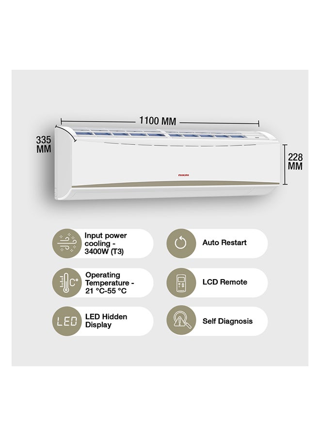 NIKAI - 3 Ton Piston Split AC, Energy Saving Air Conditioner, Efficient Cooling With T3 Tropical Piston Compressor, 36000 BTU, Auto Restart, Best For Home, Room, Office And Shops, 5 Years Compressor Warranty NSAC36138E24E White - Image 1