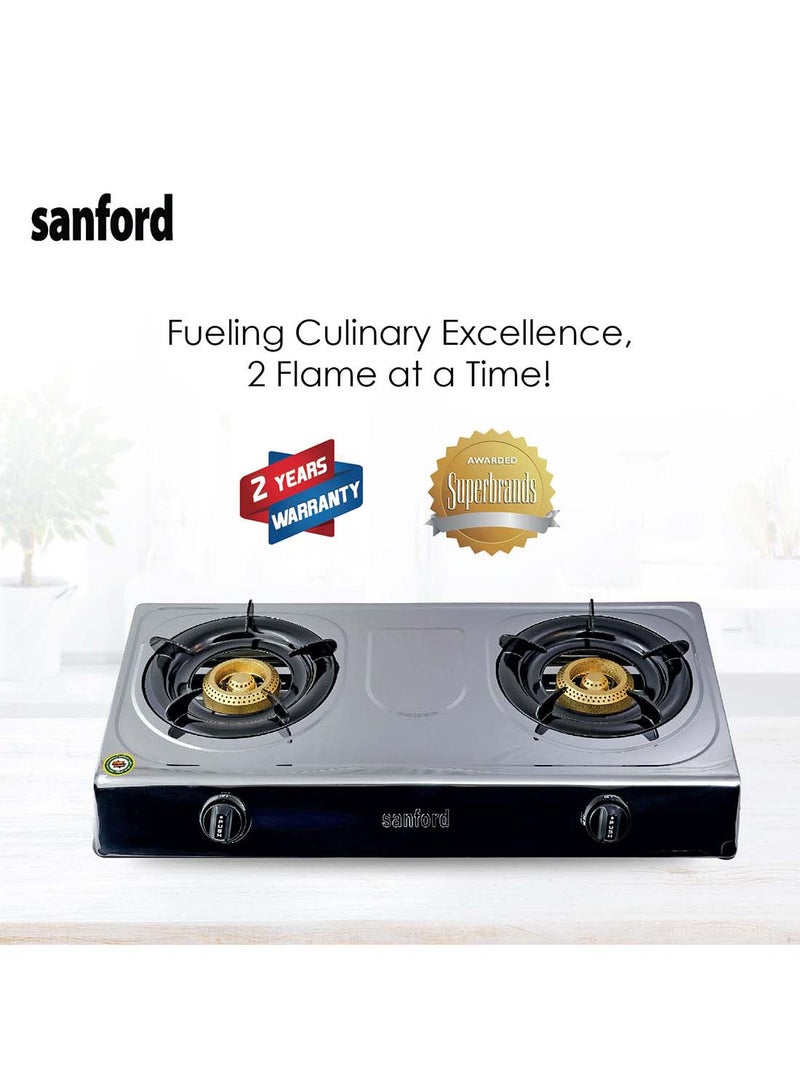 سانفورد موقد غاز مزدوج الشعلات من الفولاذ المقاوم للصدأ SF5356GC، إشعال ذاتي، استهلاك منخفض، موقد هندي - Image 5