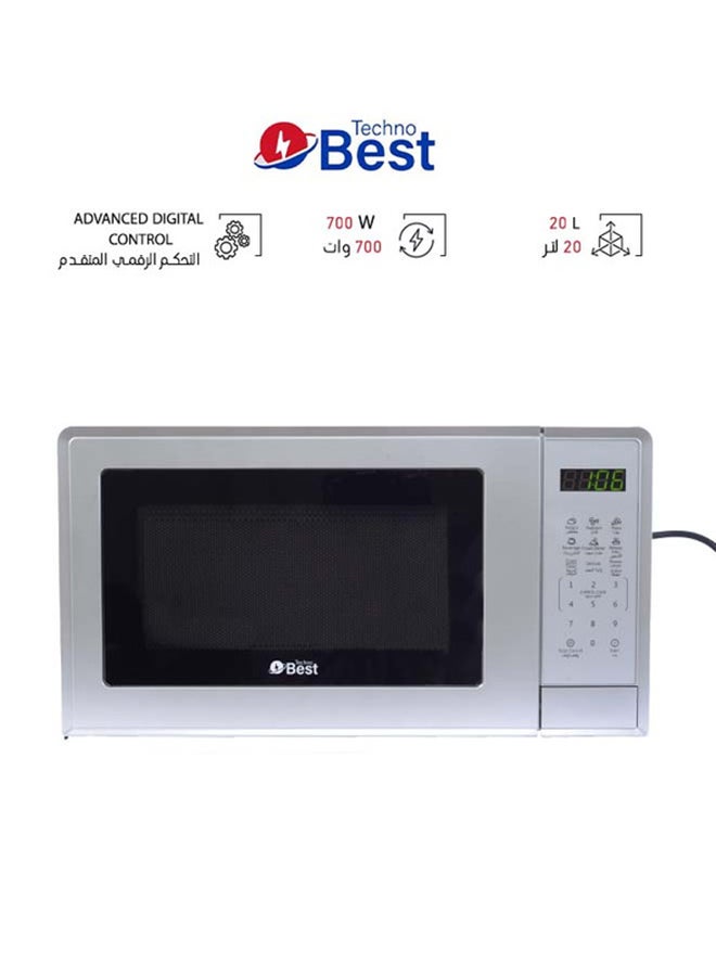 Techno Best Digital Microwave Oven 20 L 700 W BMW-20LDS Silver  - Image 1
