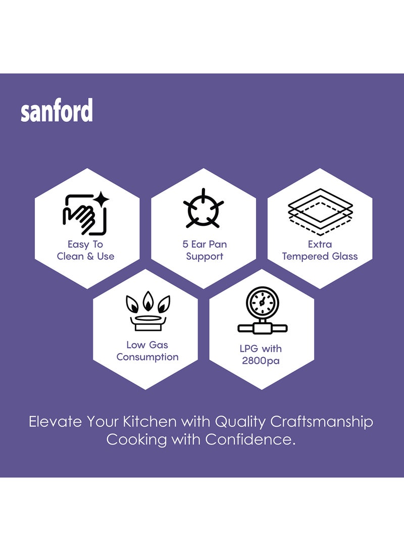 سانفورد موقد غاز زجاجي، 2 شعلة SF5228GC A - Image 3