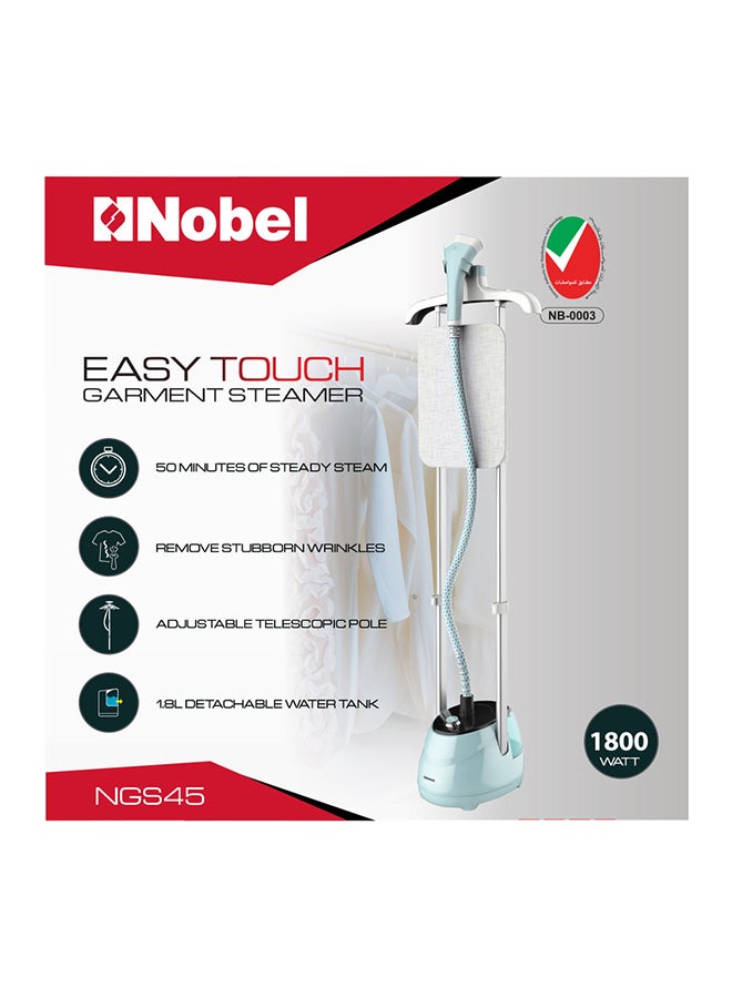 Nobel - Garment Steamer with Detachable water Tank Adjustable Telescopic Pole & 35g/min Steam Flow 1.8 L 1800 W NGS45 Light Green - Image 1