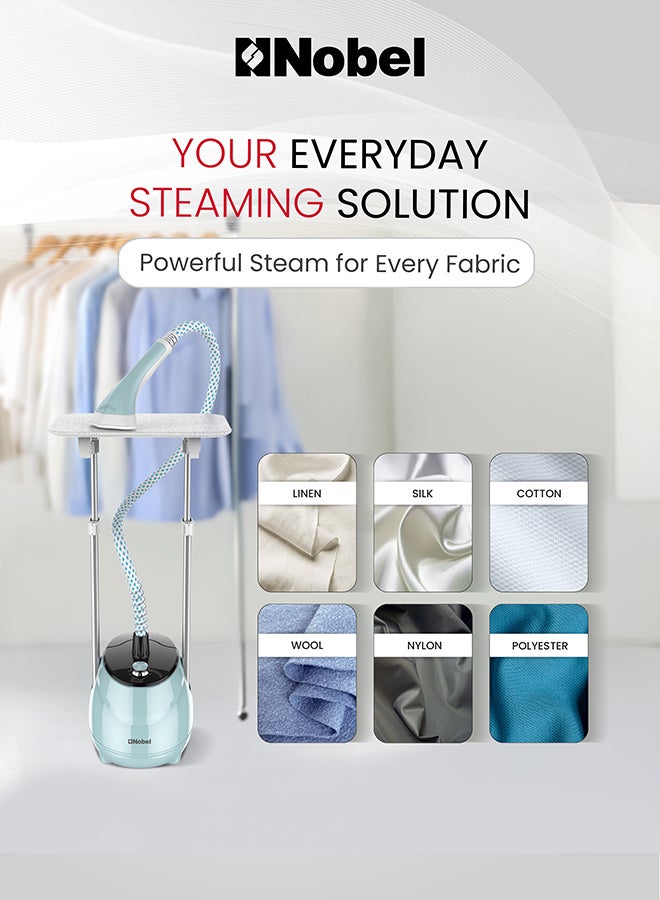 Nobel Garment Steamer with Detachable water Tank Adjustable Telescopic Pole & 35g/min Steam Flow 1.8 L 1800 W NGS45 Light Green  - Image 4