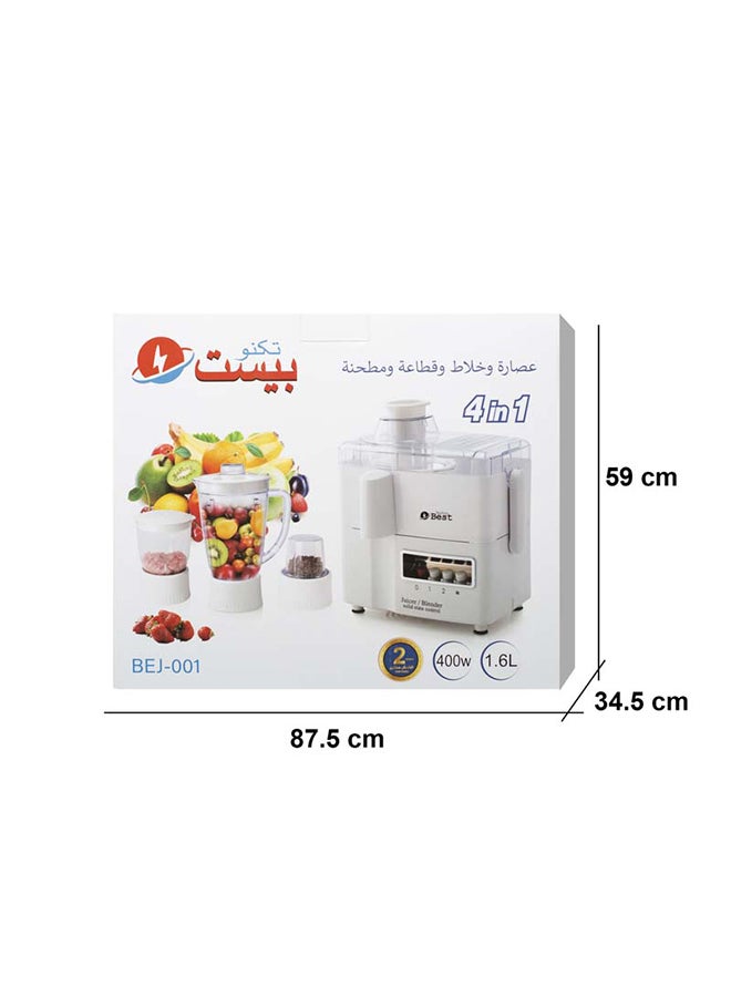 Techno Best 4-In-1 Food Processor 1600 ml 400 W BEJ-001 White  - Image 3