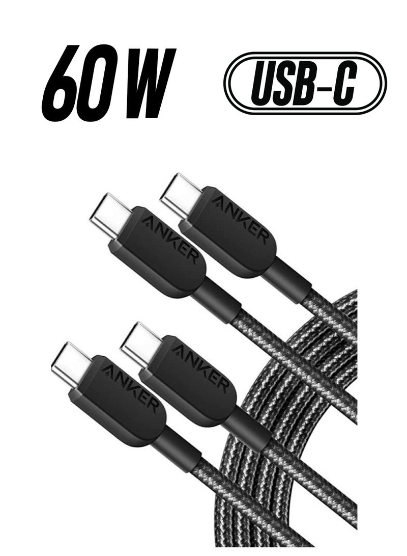 Anker USB C Cable, 310 USB C to USB C Cable (6ft, 2 Pack), (60W/3A) USB C Charger Cable Fast Charge for iPhone 16/15 Series, iPad, MacBook Pro/Air, Samsung, Huawei, Xiaomi, Vivo, Oppo(USB 2.0) Starlit  - Image 1