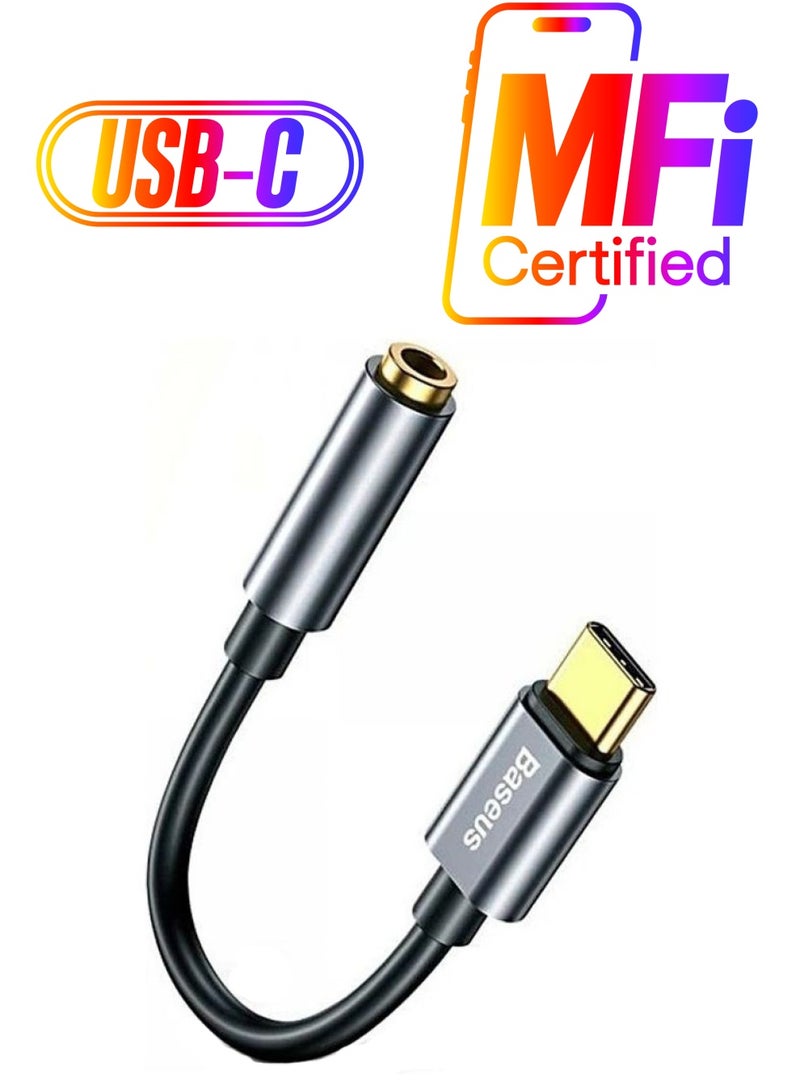 بيسوس محول سماعة رأس لهاتف iPhone 15، USB من النوع C إلى 3.5 ملم مقبس سماعة رأس أنثى Aux محول صوت دونجل لهاتف iPhone 15/15 Plus/15 Pro/15 Pro Max وiPad Pro وMacBook وGalaxy S23 وS22 والمزيد - Image 1