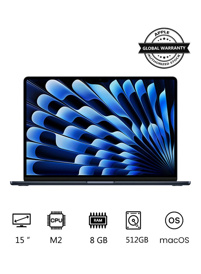 Apple - MacBook Air MQKX3 15-Inch Display, Apple M2 Chip with 8-Core CPU And 10-Core GPU, 512GB SSD,English Keyboard(International Version) Midnight - Image 1