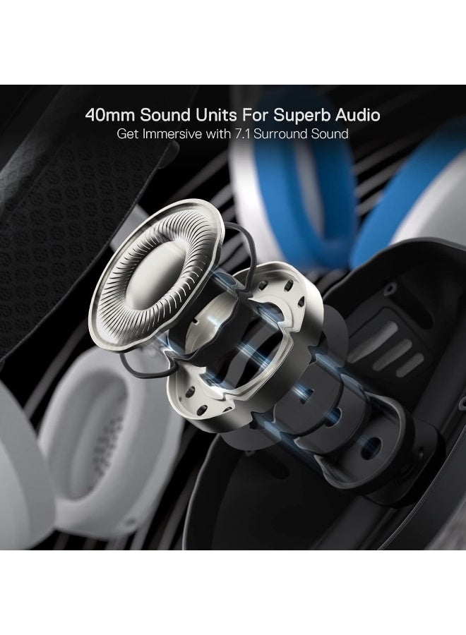 REDRAGON H848 Bluetooth Wireless Gaming Headset - Lightweight - 7.1 Surround Sound - 40MM Drivers - Detachable Microphone - Multi Platforms for PC, PS5/4/3, NS, Mobile - Image 3