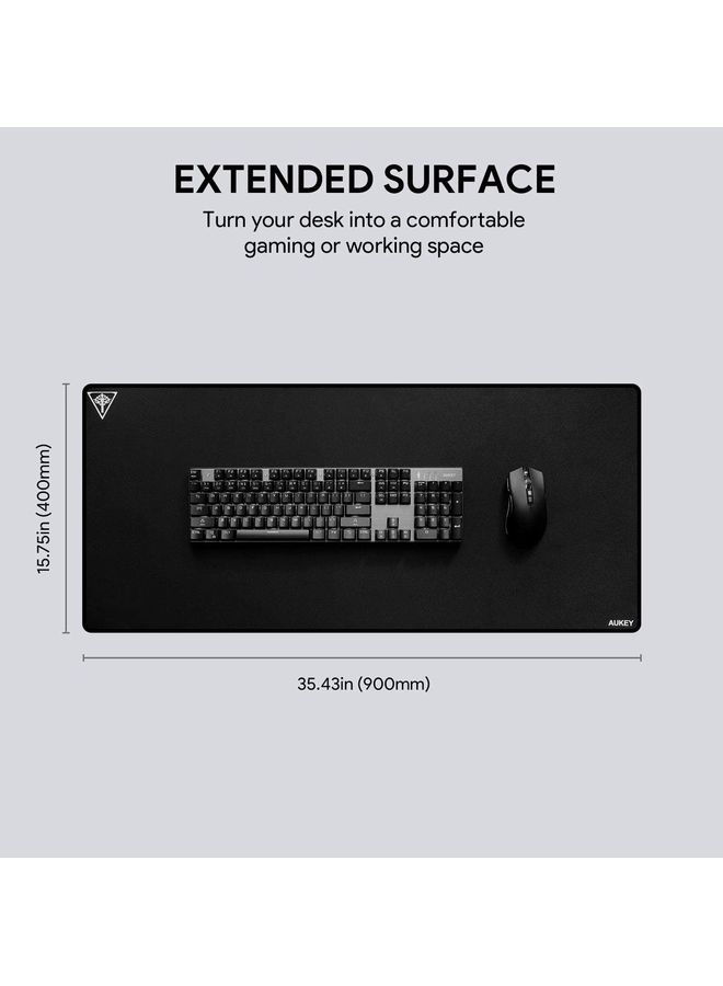 أوكي لوحة ماوس ألعاب كبيرة مقاس XL (900 × 400 × 3 مم) لوحة ماوس سميكة ممتدة غير قابلة للانزلاق ومقاومة للانسكاب مع سطح مزخرف خاص، حواف مخيطة مضادة للاهتراء للوحة المفاتيح والكمبيوتر الشخصي - Image 3