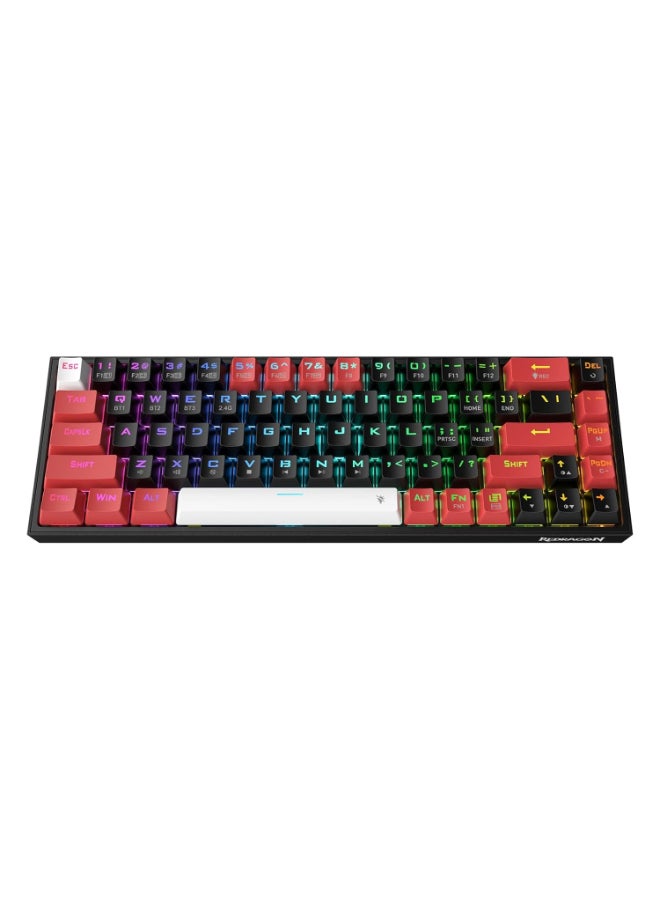 REDRAGON K631 PRO 65% 3-Mode Wireless RGB Gaming Keyboard, 68 Keys Hot-Swappable Compact Mechanical Keyboard w/Hot-Swap Free-Mod PCB Socket And Dedicated Arrow Keys, Quiet Red Linear Switch  - Image 1