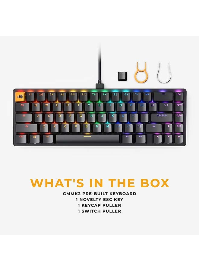 جلوريوس Glorious GMMK 2 العربية والإنجليزية RGB Gaming - لوحة مفاتيح ميكانيكية قابلة للتبديل السريع TKL، مفاتيح خطية، سلكية، ألعاب TKL وحجم كامل - لوحة مفاتيح RGB سوداء - Image 5