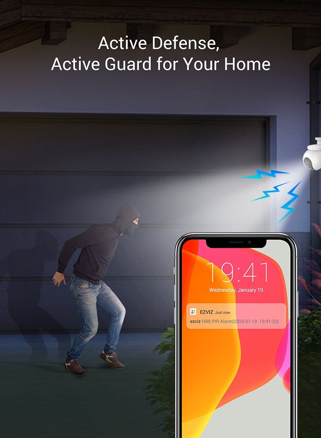 إيزفيز - كاميرا مراقبة EZVIZ HB8 ، كاميرا WiFi خارجية 2K + مع بطارية ، تحدث ثنائي الاتجاه ، رؤية ليلية ملونة ، مقاومة للماء ، تتبع تلقائي ، كشف ذكي للحركة البشرية ، عرض 360 درجة ، العمل مع الألواح الشمسية - Image 1