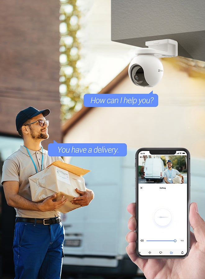 إيزفيز - كاميرا مراقبة EZVIZ HB8 ، كاميرا WiFi خارجية 2K + مع بطارية ، تحدث ثنائي الاتجاه ، رؤية ليلية ملونة ، مقاومة للماء ، تتبع تلقائي ، كشف ذكي للحركة البشرية ، عرض 360 درجة ، العمل مع الألواح الشمسية - Image 1