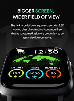 Aukey Smartwatch 1.69-inch TFT LCD display, IP68 Waterproof, 12 Days Battery Life Fitness Tracker with Sport & Health tracking & Customise faces SW-1P Black  - Image 3