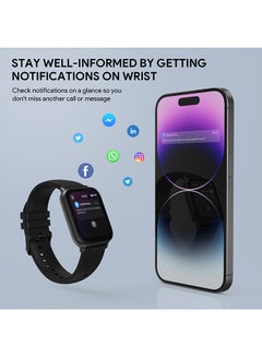 Aukey Smartwatch with Calling Function, 1.69-inch TFT LCD display, IP68 Waterproof, 25 Days Battery Life Fitness Tracker with Sport & Health tracking & Customise faces SW-1 Black  - Image 2