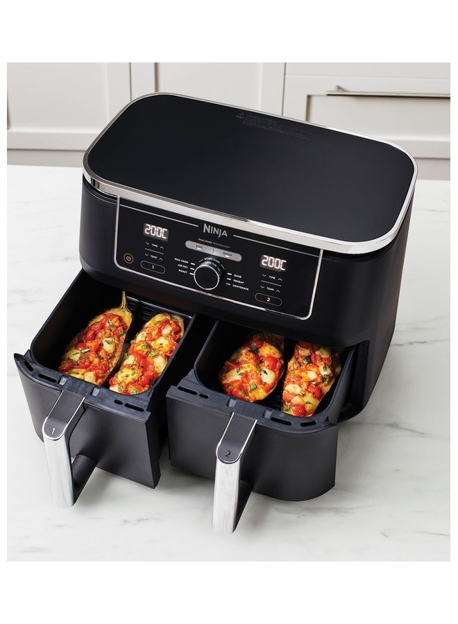 Ninja Foodi MAX Dual Zone Digital Air Fryer, 2 Drawers, 9.5L, 6-In-1, Uses No Oil, Air Fry, Max Crisp, Roast, Bake, Reheat, Dehydrate, Cook 8 Portions, Non-Stick Dishwasher Safe Baskets, B 9.5 L 2470 W AF400ME/AF400EU Black - Image 5