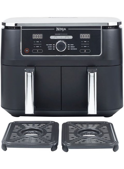Foodi MAX Dual Zone Digital Air Fryer, 2 Drawers, 9.5L, 6-In-1, Uses No Oil, Air Fry, Max Crisp, Roast, Bake, Reheat, Dehydrate, Cook 8 Portions, Non-Stick Dishwasher Safe Baskets, B 9.5 L 2470 W AF400ME/AF400EU Black