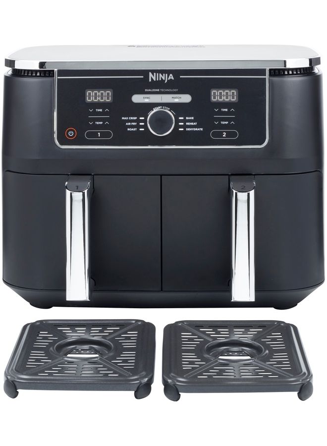 Ninja Foodi MAX Dual Zone Digital Air Fryer, 2 Drawers, 9.5L, 6-In-1, Uses No Oil, Air Fry, Max Crisp, Roast, Bake, Reheat, Dehydrate, Cook 8 Portions, Non-Stick Dishwasher Safe Baskets, B 9.5 L 2470 W AF400ME/AF400EU Black - Image 1