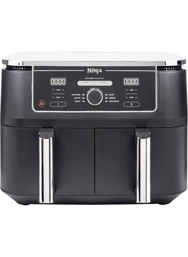 Ninja Foodi MAX Dual Zone Digital Air Fryer, 2 Drawers, 9.5L, 6-In-1, Uses No Oil, Air Fry, Max Crisp, Roast, Bake, Reheat, Dehydrate, Cook 8 Portions, Non-Stick Dishwasher Safe Baskets, B 9.5 L 2470 W AF400ME/AF400EU Black - Image 4