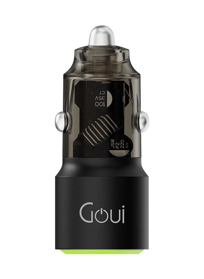 Goui Gear 65W Dual USB Car Charger – Fast Charging Adapter with USB-C PD 65W & USB-A QC 18W – Compatible with Smartphones, Tablets & More – Charge 2 Devices Simultaneously Green/Black - Image 1