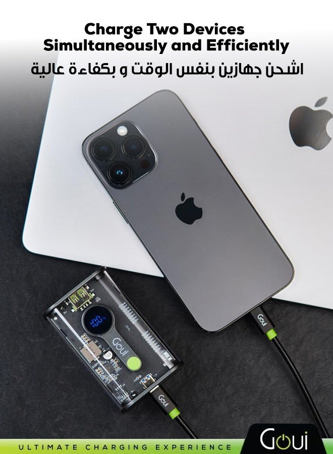 Goui 20000 mAh Nano Transparent Power Bank – 20W PD & QC 3.0 Technology, Digital Display, Portable Fast Charging for iPhones, Samsung, Galaxy, iPad Pro, AirPods, Huawei, Tablets, GPS devices, MP3/MP4 players, and more Black - Image 2