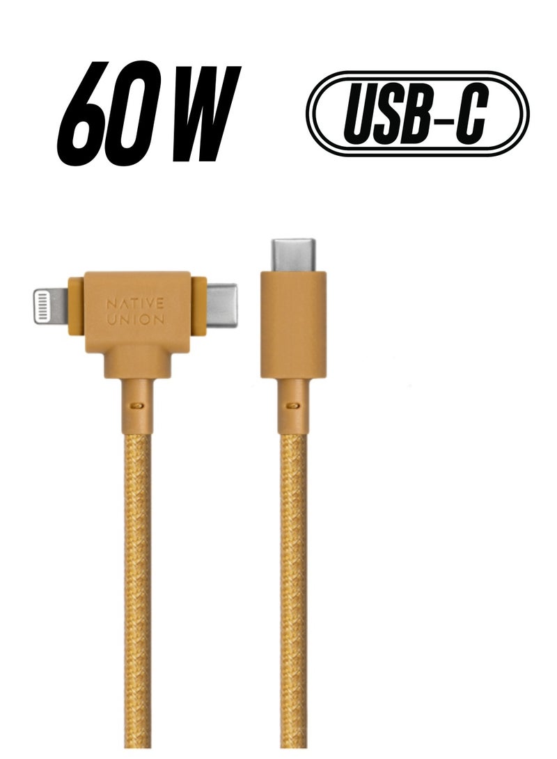 Native Union 1.5M Belt Cable Duo USB-C To C + Lightning Kraft - Image 1
