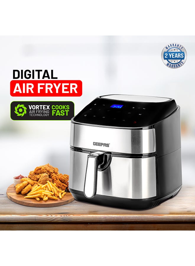 GEEPAS - Digital Air Fryer 7.5 L Capacity With 5.5 L Inner Basket| Equipped With Vortex Air Frying Technology Digital Display With Touch Screen 7.5 L 1800 W GAF37530UK Black and Silver - Image 1