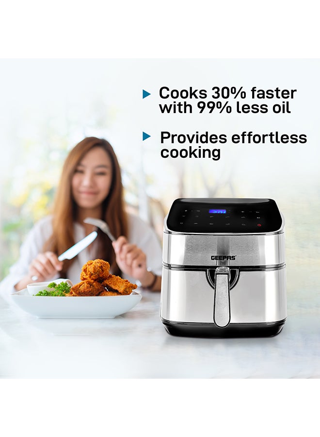 GEEPAS - Digital Air Fryer 7.5 L Capacity With 5.5 L Inner Basket| Equipped With Vortex Air Frying Technology Digital Display With Touch Screen 7.5 L 1800 W GAF37530UK Black and Silver - Image 1