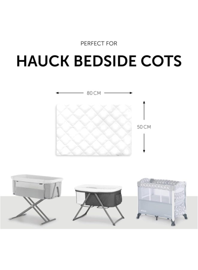 hauck - Fitted Sheet 80 X 50 Cm Bed Me, Baby Cot Fitted Sheet, Breathable, Temperature Regulating, Soft Quilted - White - Image 1