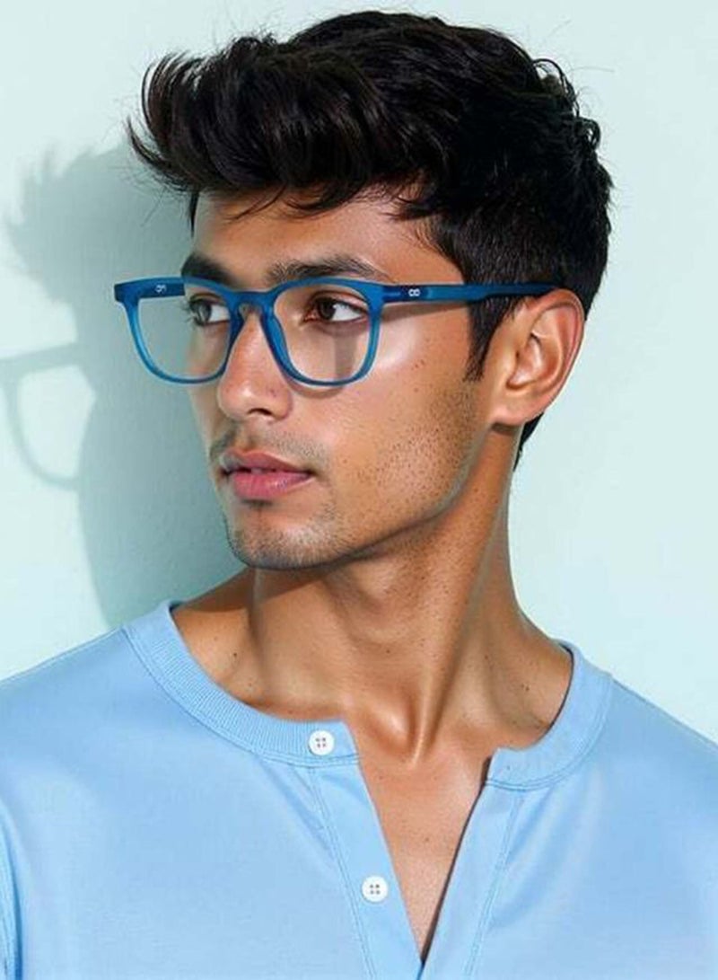 Lenskart Blu Hustlr | Peyush Bansal Glasses For Eye Protection From Digital Screens | Computer Glasses With Blue Cut And UV Protection | Lightweight Specs Zero Power | Medium | Turquoise Blue  - Image 3