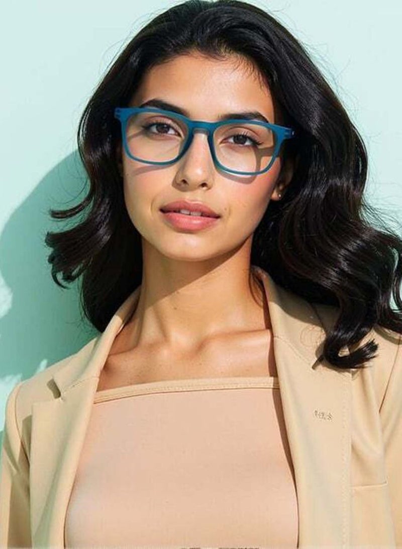 Lenskart Blu Hustlr | Peyush Bansal Glasses For Eye Protection From Digital Screens | Computer Glasses With Blue Cut And UV Protection | Lightweight Specs Zero Power | Medium | Turquoise Blue  - Image 4