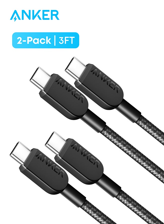 Anker USB C to USB C Cable, Type C Fast Charging Cord (3FT,2 Pack) for iPhone 16 Pro/ 16 Pro Max, iPhone 15 Series, iPad, MacBook Pro/Air, Samsung, Huawei, Xiaomi, Vivo, Oppo(USB 2.0) Starlit  - Image 1
