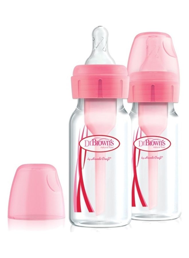 Dr. Brown’s 4 Oz/120 Ml Anti-Colic Pp Narrow Options+ Bottle - Pink, 2-Pack  - Image 1