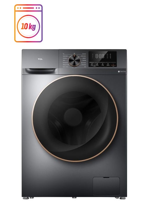 Direct Drive Front Loading Washing Machine, 1200 Rpm 15 Programs, Fully Automatic Washer With Inverter Motor, Led Display, Delay Start And Child Lock, 5 Stars Rating 10 kg P210FLG Dark Grey