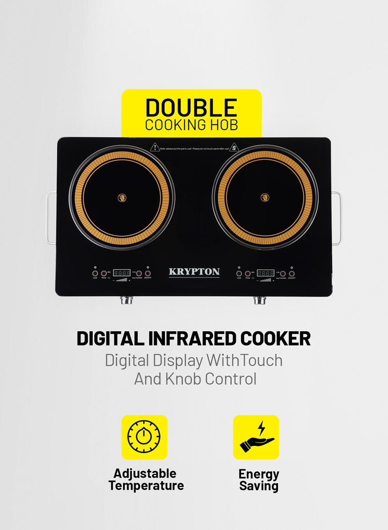 KRYPTON Digital Double Infrared Cooker | Double Cooking Hob | 2800-Watt  Burners with Adjustable Temperature | Touch and Knob Control, Safety Features | 2 Years Warranty 2800 W KNIC6428 Black - Image 2