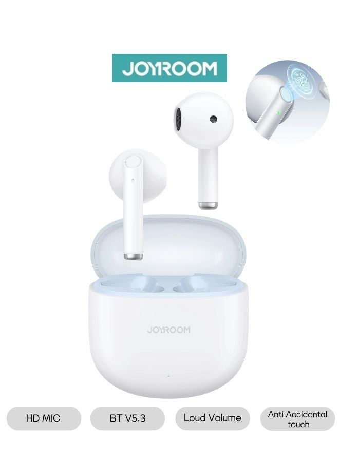 JOYROOM Low Latency Fast Charging Bluetooth 5.3 IPX4 Waterproof Semi-In-Ear True Wireless Bluetooth Headphones With Charging Case For iPhone, Huawei, Samsung, Xiaomi Headphones White  - Image 1