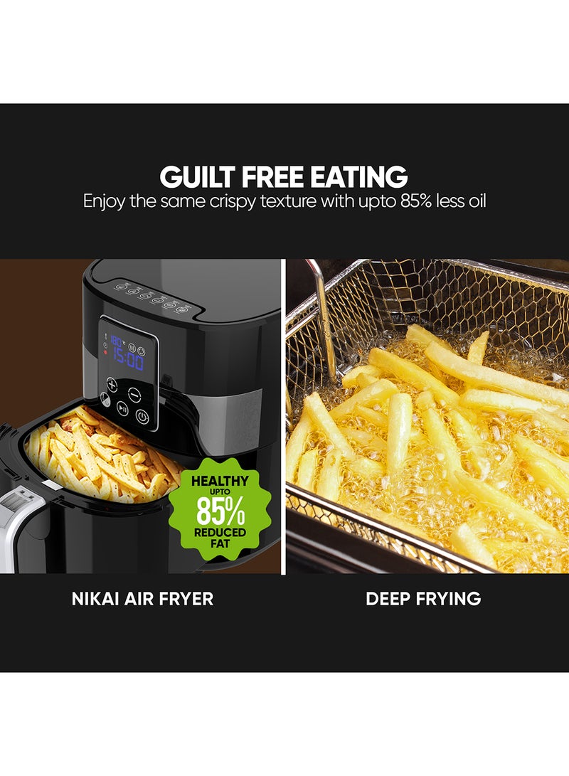 4L Digital XL Air Fryer 1300W Power, Touch Panel, LED Display, XL Size Non-Stick Basket, 1-60-Min Timer, Temp Control, Effortless Cleaning, No-Oil Healthy Frying Grilling Roasting & Baking, 2 Year Warranty 4 L 1300 W NAF388D3 Black