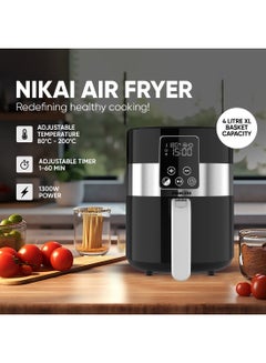 4L Digital XL Air Fryer 1300W Power, Touch Panel, LED Display, XL Size Non-Stick Basket, 1-60-Min Timer, Temp Control, Effortless Cleaning, No-Oil Healthy Frying Grilling Roasting & Baking, 2 Year Warranty 4 L 1300 W NAF388D2 Black - pnsku/N53414453A/45/_/1714113688/4cdc7581-6d7c-4924-9e39-93f854c50148