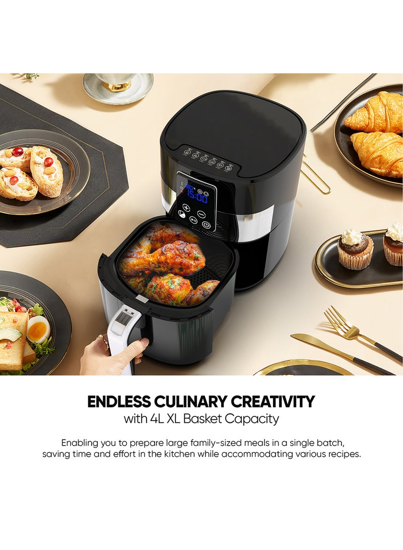 4L Digital XL Air Fryer 1300W Power, Touch Panel, LED Display, XL Size Non-Stick Basket, 1-60-Min Timer, Temp Control, Effortless Cleaning, No-Oil Healthy Frying Grilling Roasting & Baking, 2 Year Warranty 4 L 1300 W NAF388D3 Black
