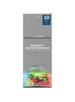 Beko Refrigerator 550 Liters Gross(422 Net) Capacity, Double Door, Top Mount, No Frost, Harvest Fresh Technology, NeoFrost Dual Cooling, Low Noise, CoolRoom, 10 Years Warranty on ProSmart Inverter Compressor 130 W RDNT550XS Grey/Brushed Silver  - Image 1