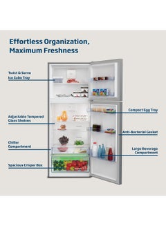 Beko Refrigerator 550 Liters Gross(422 Net) Capacity, Double Door, Top Mount, No Frost, Harvest Fresh Technology, NeoFrost Dual Cooling, Low Noise, CoolRoom, 10 Years Warranty on ProSmart Inverter Compressor 130 W RDNT550XS Grey/Brushed Silver  - Image 3