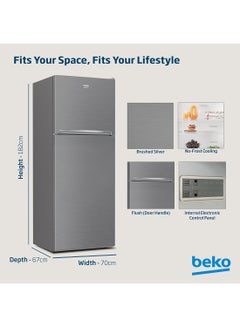 Beko Refrigerator 550 Liters Gross(422 Net) Capacity, Double Door, Top Mount, No Frost, Harvest Fresh Technology, NeoFrost Dual Cooling, Low Noise, CoolRoom, 10 Years Warranty on ProSmart Inverter Compressor 130 W RDNT550XS Grey/Brushed Silver  - Image 4