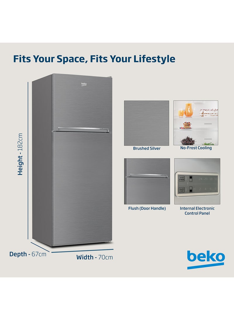 Beko Refrigerator 550 Liters Gross(422 Net) Capacity, Double Door, Top Mount, No Frost, Harvest Fresh Technology, NeoFrost Dual Cooling, Low Noise, CoolRoom, 10 Years Warranty on ProSmart Inverter Compressor 130 W RDNT550XS Grey/Brushed Silver  - Image 4