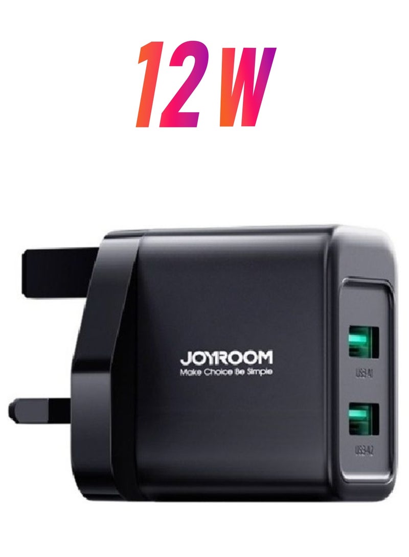 JOYROOM JR-TCN01 2.4A Dual Ports USB Charger Black  - Image 1