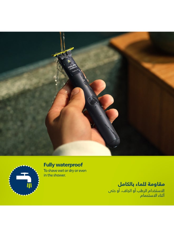 فيليبس - ماكينة OneBlade QP1424/10 من Philips | تشذيب، تحديد، وحلاقة أي طول 
للشعر | 2 أمشاط لشعر الذقن الخفيف، شفرة مزدوجة الجوانب | للاستخدام الرطب والجاف، 30 دقيقة من الاستخدام اللاسلكي 0.15جرام - Image 1