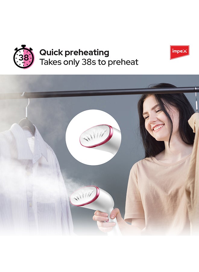 Impex - Handheld Garment Steamer 360 ml 1640 W GSM 6015 Pink/White - Image 1