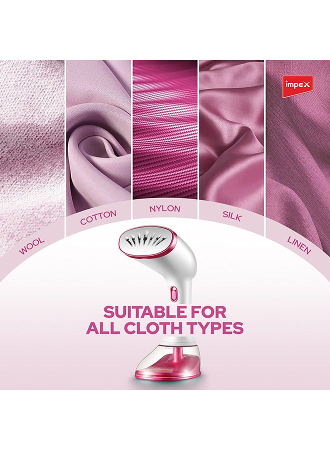 Impex - Handheld Garment Steamer 360 ml 1640 W GSM 6015 Pink/White - Image 1