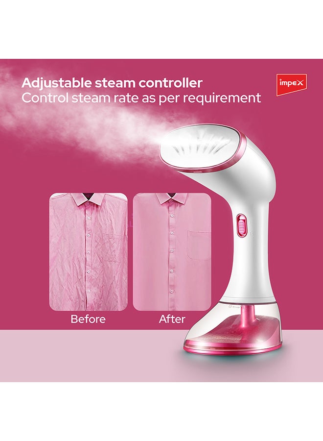 Impex - Handheld Garment Steamer 360 ml 1640 W GSM 6015 Pink/White - Image 1