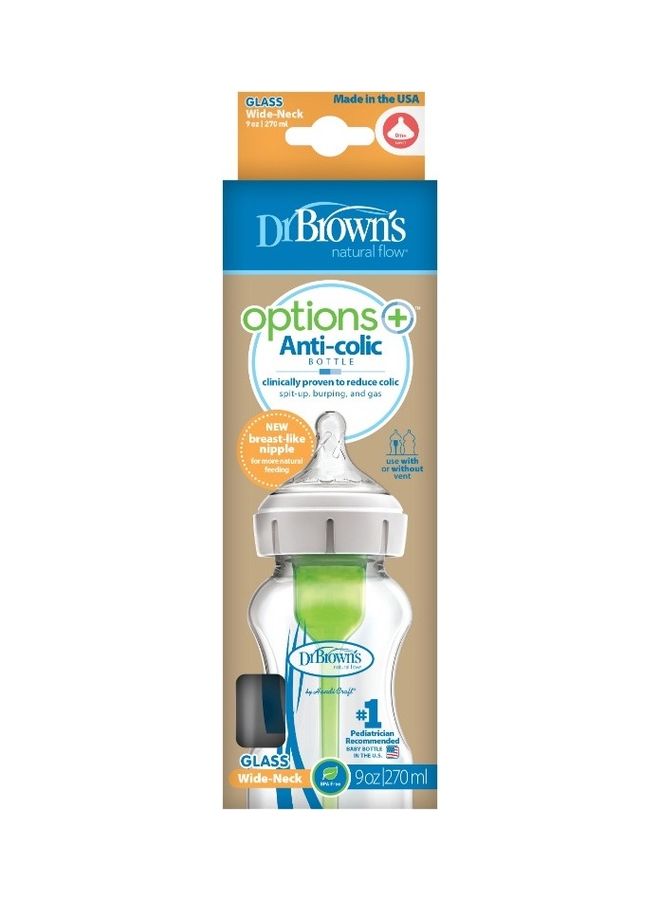 Dr. Brown’s - 9 Oz/270 Ml Glass W-N Anti-Colic Options+ Bottle, 1-Pack - Image 1